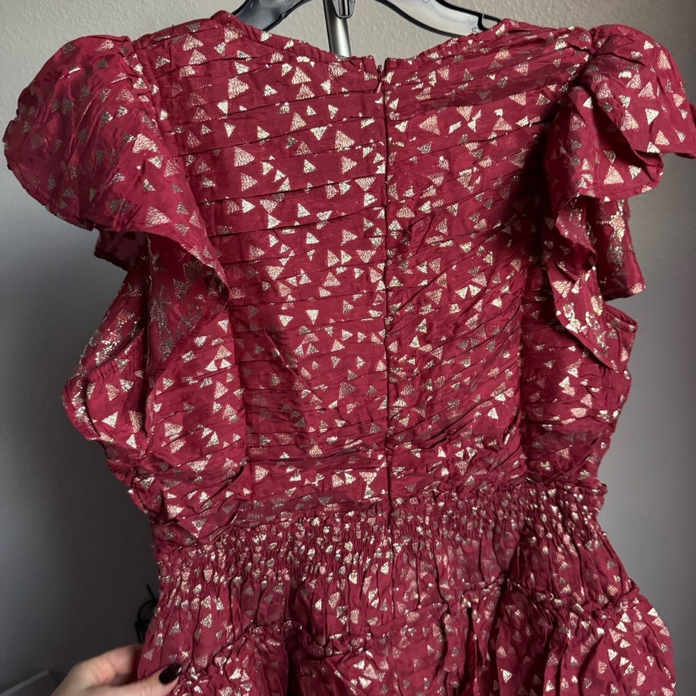 NWT By Anthropologie Short-Sleeve Ruffled Mini Dress Sz M - Picture 9 of 10